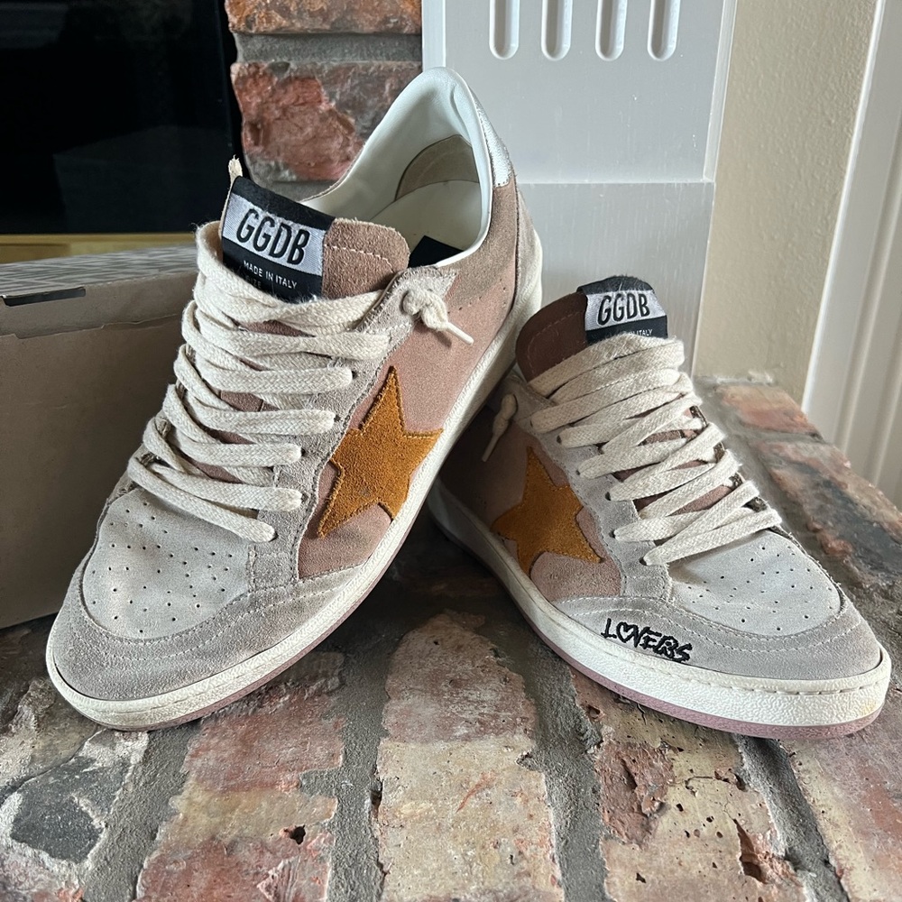 Golden Goose Women's Ball Star in suede with Orange star - Size 38 - Picture 2 of 12